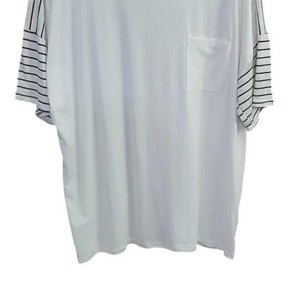 NWOT - Watermelon Black and White Striped Pocket T Shirt - Size 3X - Picture 3 of 9